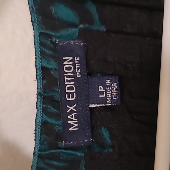 Max Edition Petite, LP, Black White and Turquoise Embroidered Dress - Picture 4 of 5